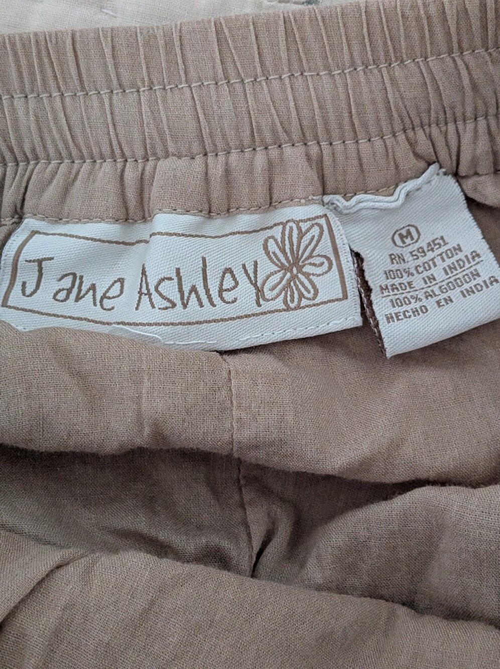 Jane Ashley Tiered Midi Skirt Tan Cotton Boho Cottagecore M - Picture 6 of 8